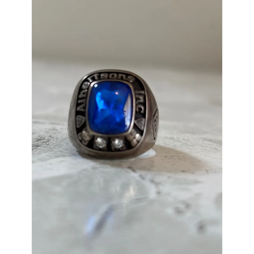 Jostens‎ Albertsons Inc 1998 Service Award Ring Blue Stone Lustrium Size 9.5